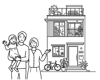 理想の狭小住宅のイラスト